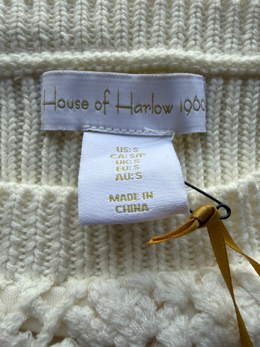 House Of Harlow Crochet Knit 2 Piece Set Ivory Boho Resort Skirt Set NWT - Picture 10 of 12